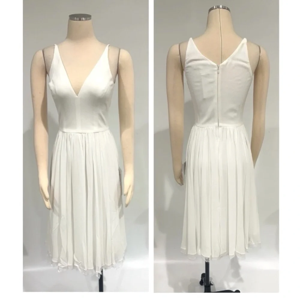 DRESS The Population Alicia Chiffon A-Line V-neck Sleeveless Midi Dress NEW - Picture 9 of 10